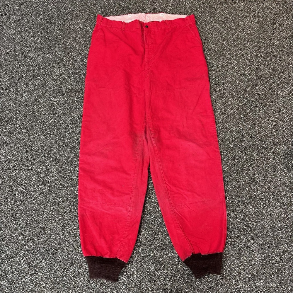 True Vintage 1950s Hunting Pants Red Duxback Sanforized Talon Zip 39x32